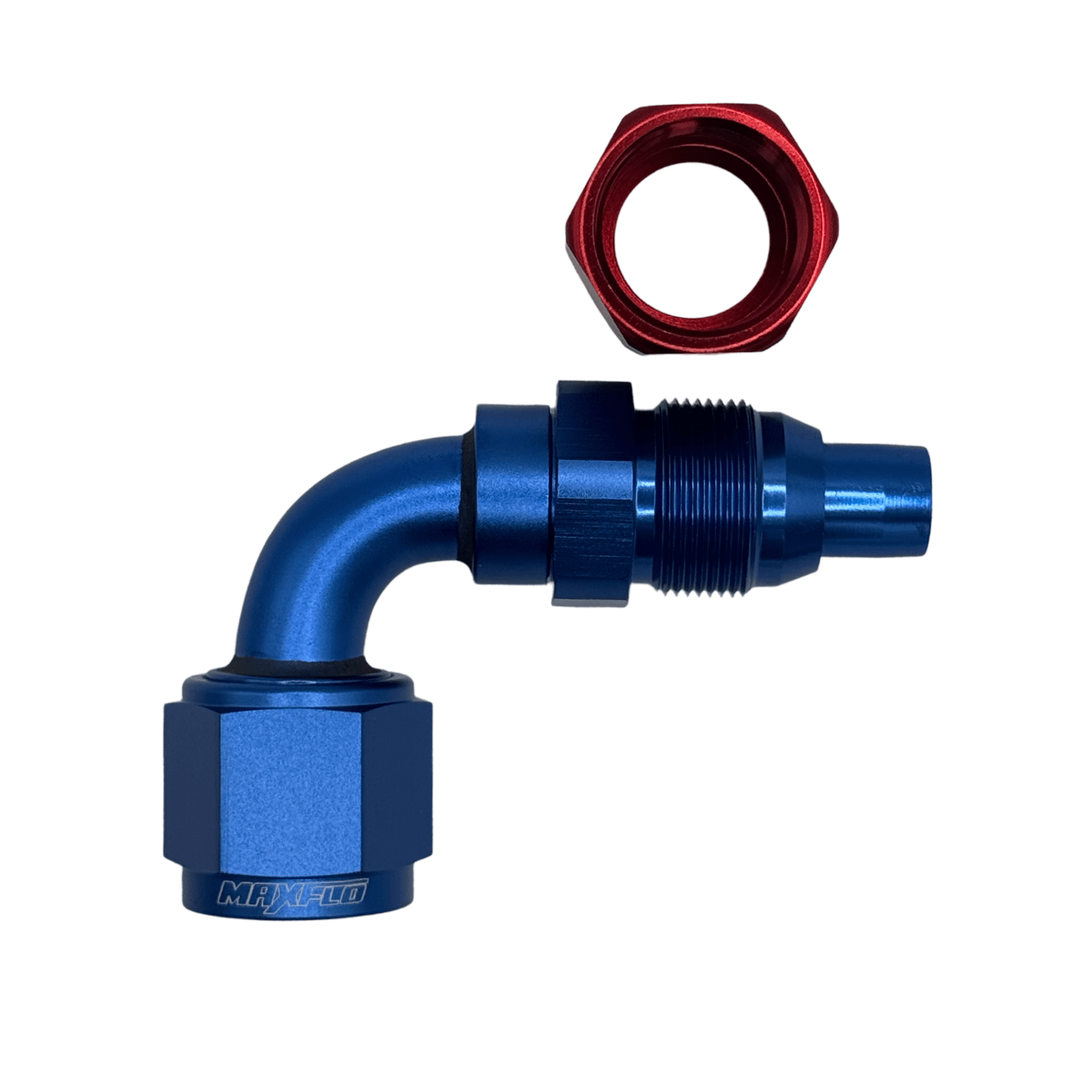 MaxFlo Motorsport - AN12 90 degree Swivel Blue/Red 2 MaxFlo Motorsport - AN12 90 degree Swivel Blue/Red - Image 2