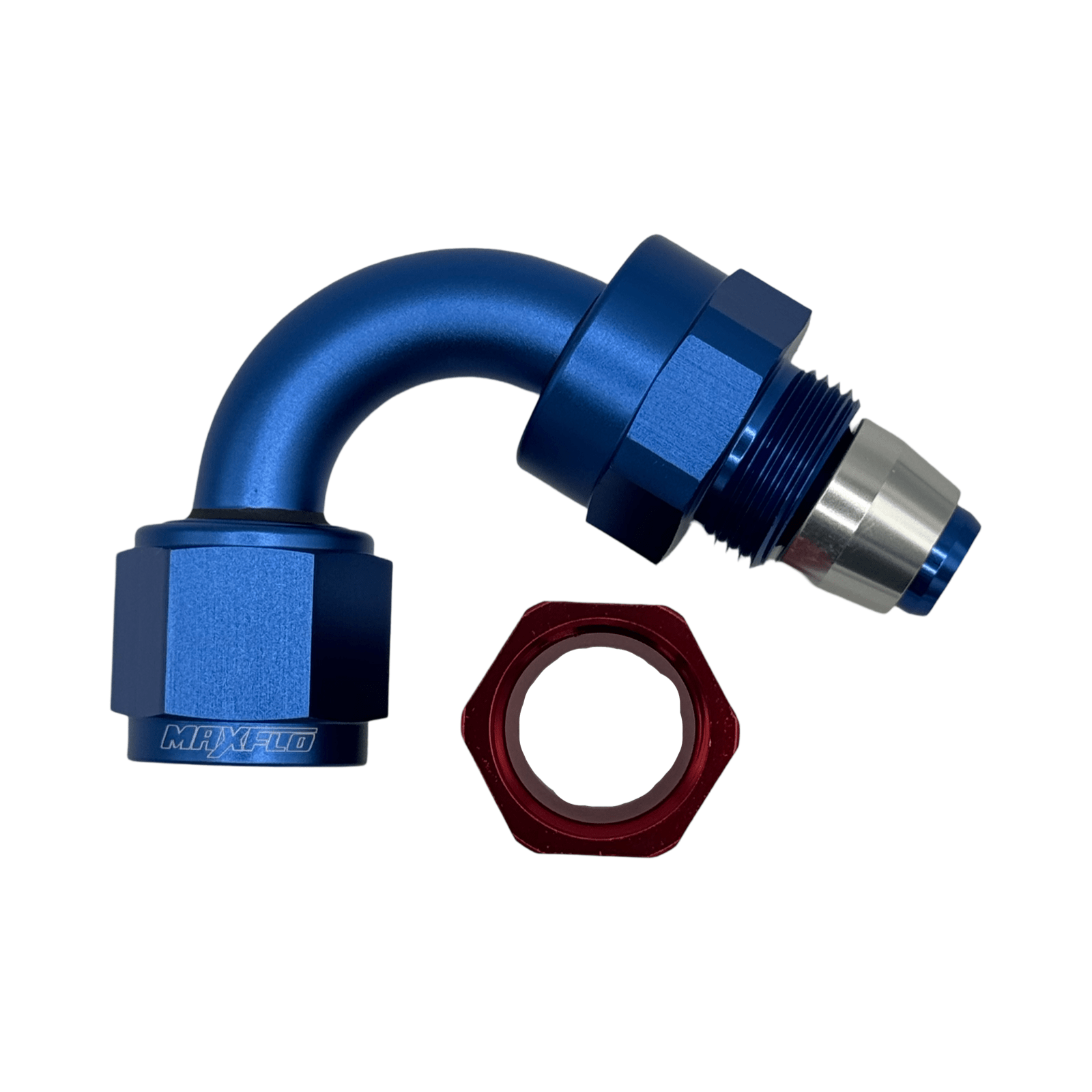 MaxFlo Motorsport - AN6 120 degree Swivel Blue Red PTFE 2 MaxFlo Motorsport - AN6 120 degree Swivel Blue Red PTFE - Image 2