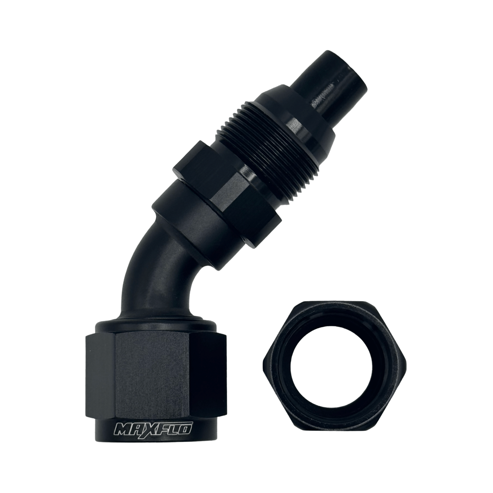 MaxFlo Motorsport - AN6 45 degree Swivel Black 2 MaxFlo Motorsport - AN6 45 degree Swivel Black - Image 2