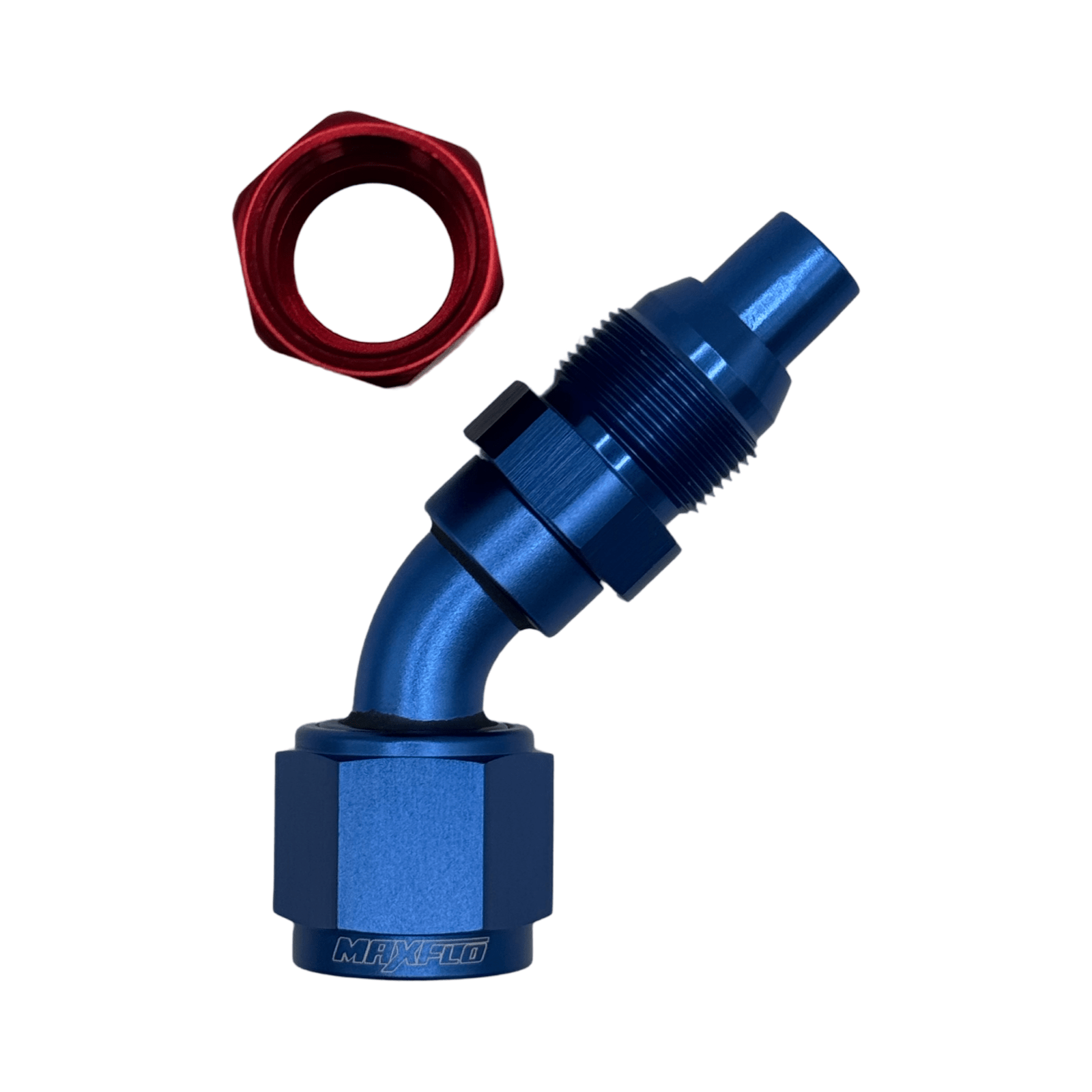 MaxFlo Motorsport - AN6 45 degree Swivel Blue/Red 2 MaxFlo Motorsport - AN6 45 degree Swivel Blue/Red - Image 2
