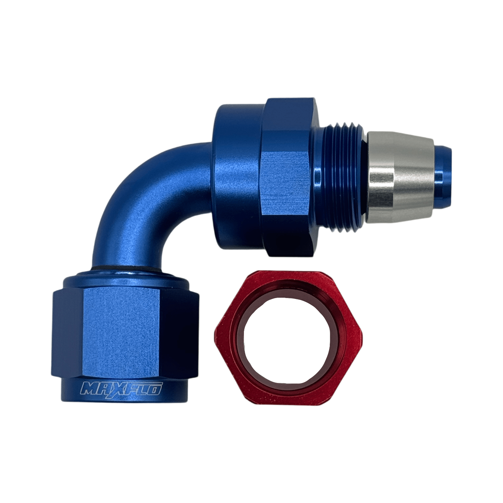 MaxFlo Motorsport - AN8 90 Degree Swivel Blue/Red PTFE 2 MaxFlo Motorsport - AN8 90 Degree Swivel Blue/Red PTFE - Image 2