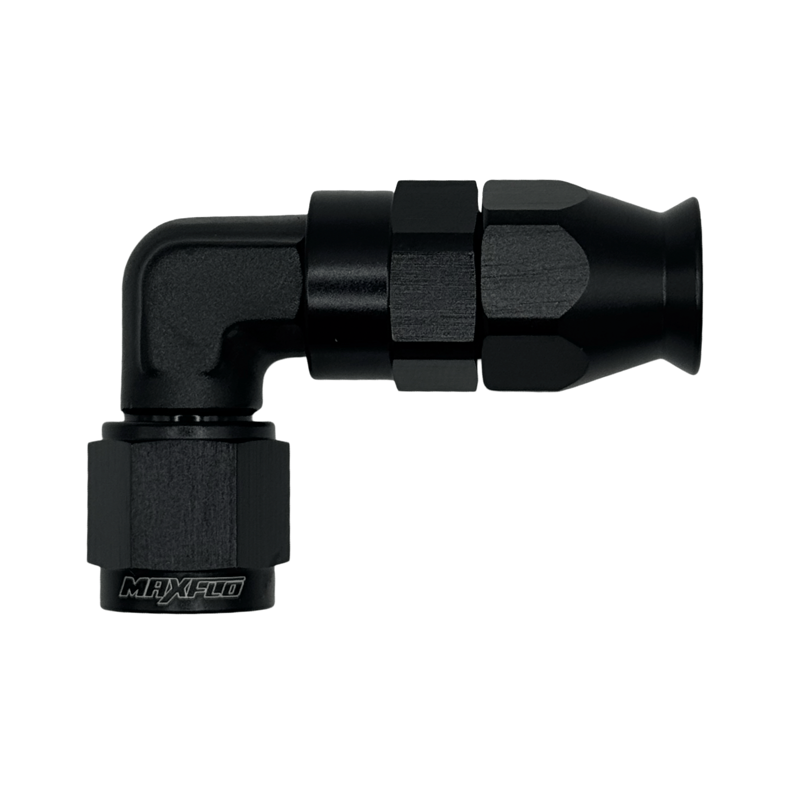MaxFlo Motorsport - Forged AN6 90 Degree Swivel Black PTFE 1 MaxFlo Motorsport - Forged AN6 90 Degree Swivel Black PTFE