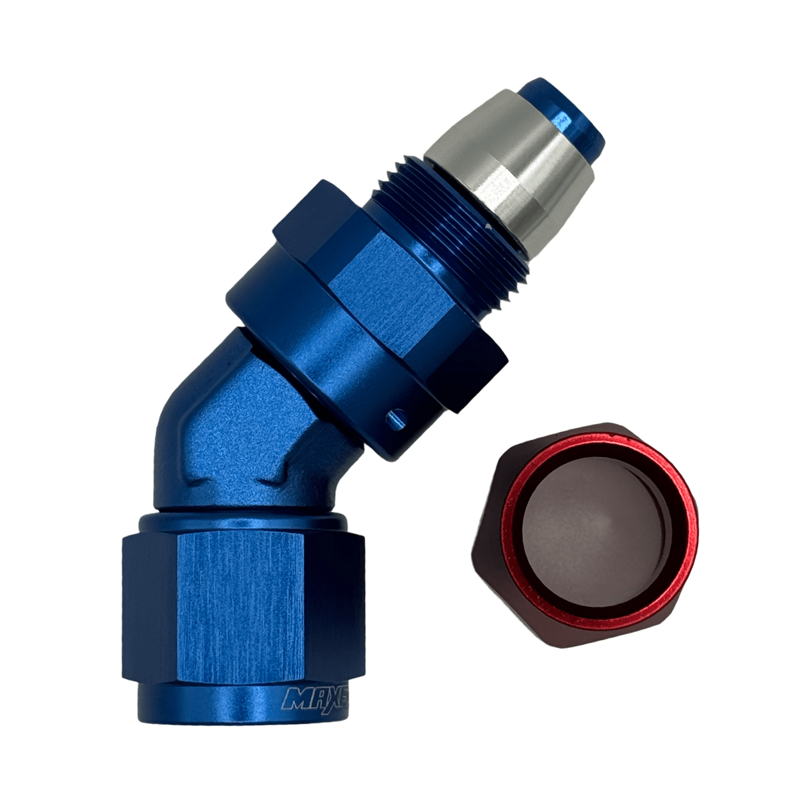 MaxFlo Motorsport - Forged AN6 45 Degree Swivel Blue/Red PTFE 2 MaxFlo Motorsport - Forged AN6 45 Degree Swivel Blue/Red PTFE - Image 2