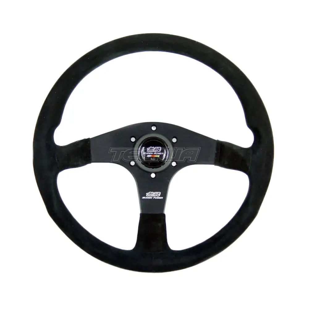 Mugen - III 350mm Racing Steering Wheel Black Suede Red Stitching 1 Mugen - III 350mm Racing Steering Wheel Black Suede Red Stitching