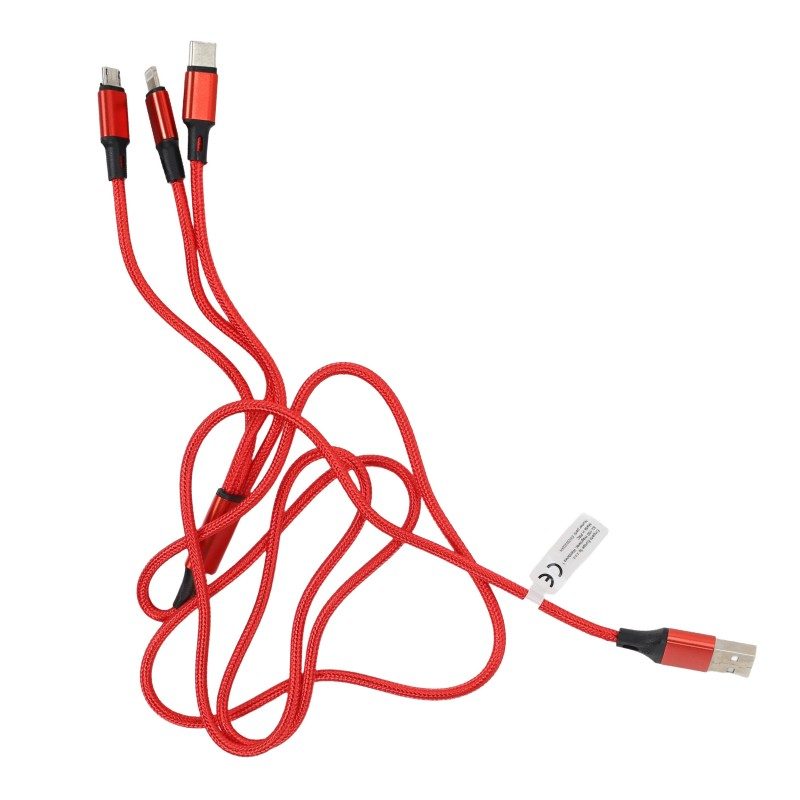 EINParts - 3-in-1 USB Cable 1.2 m, 3A (USB-C / micro USB / Lightning) 2 EINParts - 3-in-1 USB Cable 1.2 m, 3A (USB-C / micro USB / Lightning) - Image 2