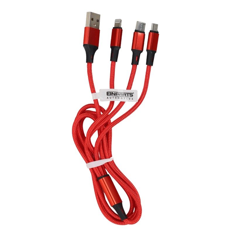 EINParts - 3-in-1 USB Cable 1.2 m, 3A (USB-C / micro USB / Lightning) 3 EINParts - 3-in-1 USB Cable 1.2 m, 3A (USB-C / micro USB / Lightning) - Image 3