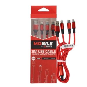 EINParts - 3-in-1 USB Cable 1.2 m, 3A (USB-C / micro USB / Lightning) 10 3 in 1 usb a usb c lightning cable 12m epmob10