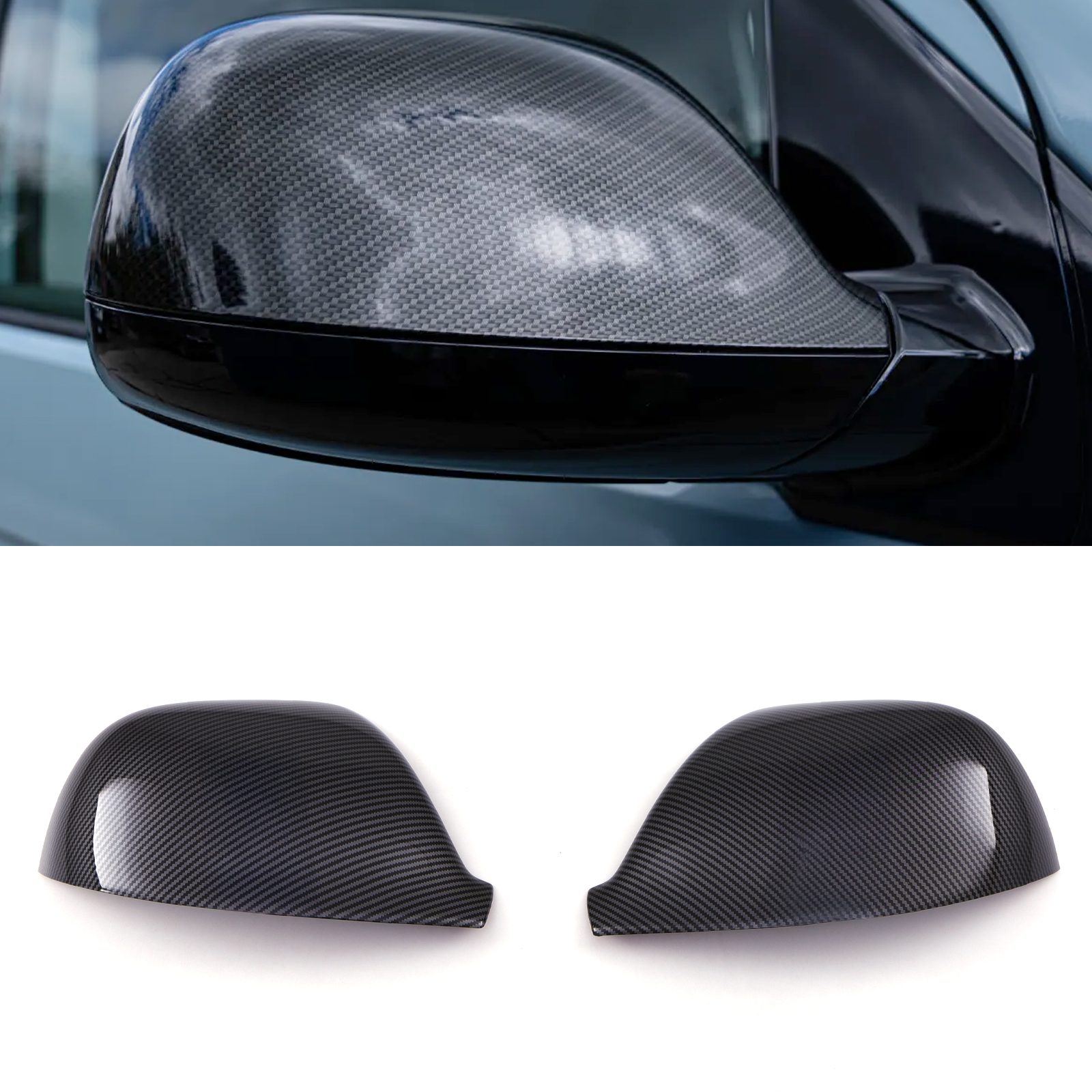 Carbon Fibre Look Wing Mirror Covers - Volkswagen Transporter T6 T6.1 16-24 1 Carbon Fibre Look Wing Mirror Covers - Volkswagen Transporter T6 T6.1 16-24