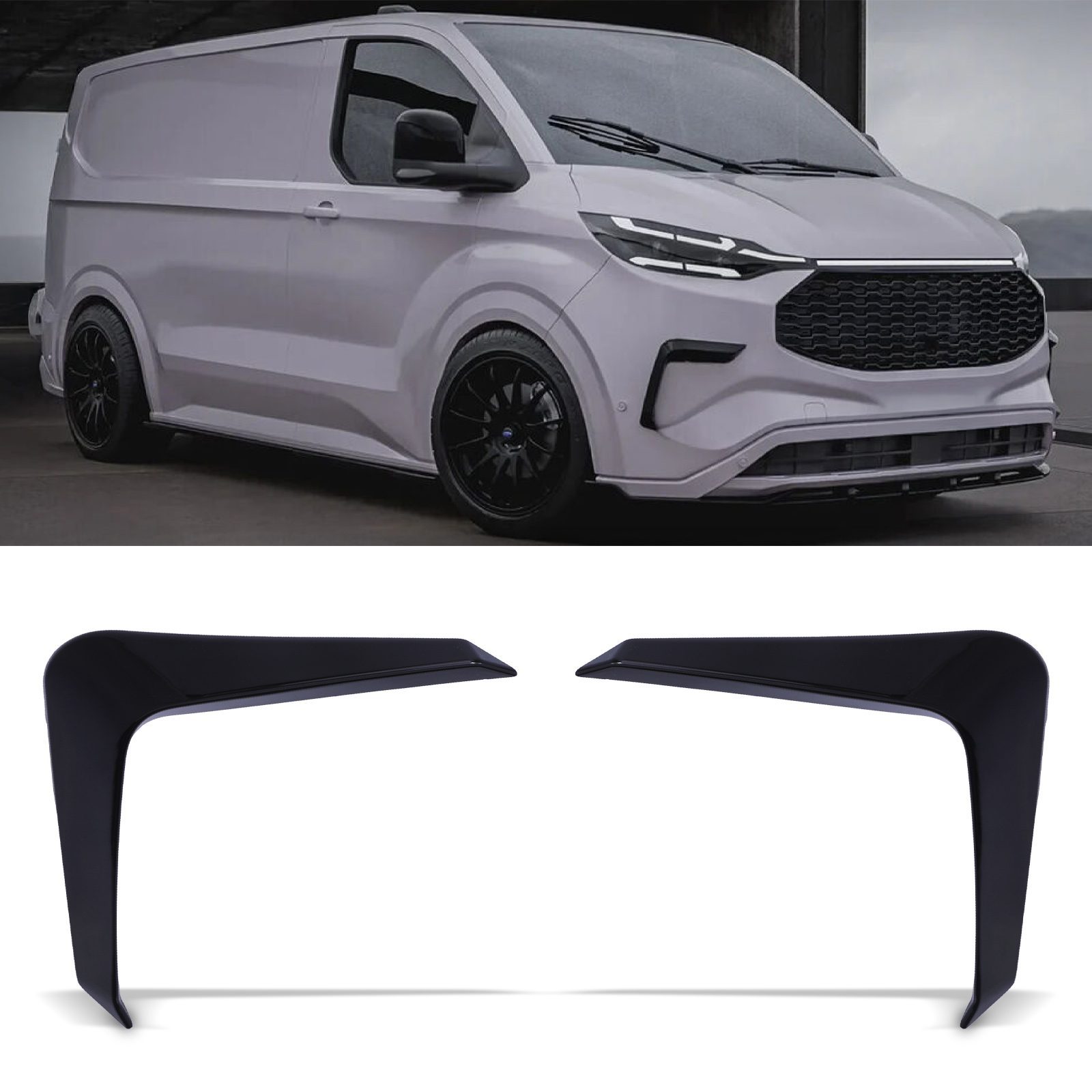 Front Canards Gloss Black - Ford Transit Custom MK2 2024+ 1 Front Canards Gloss Black - Ford Transit Custom MK2 2024+