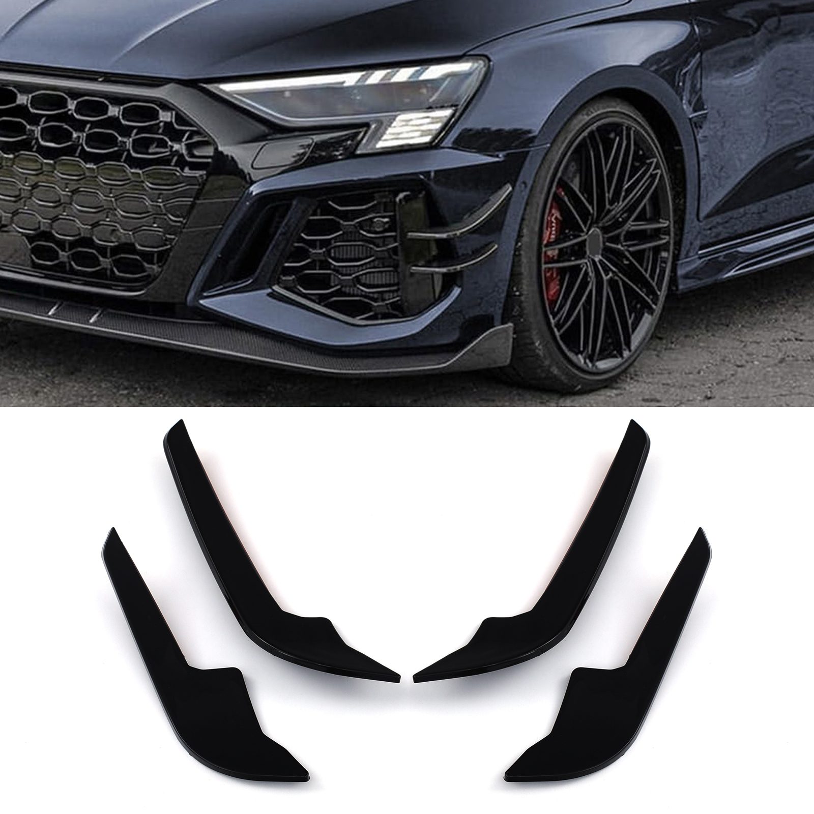 Gravity - Front Bumper Canard Gloss Black - Audi Rs3 8Y 2022+ 1 Gravity - Front Bumper Canard Gloss Black - Audi Rs3 8Y 2022+
