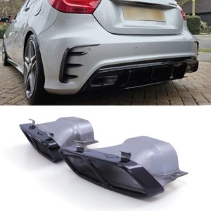 Rear Quad Tailpipes Gloss Black - Mercedes-Benz A45 Amg W176 13-18
