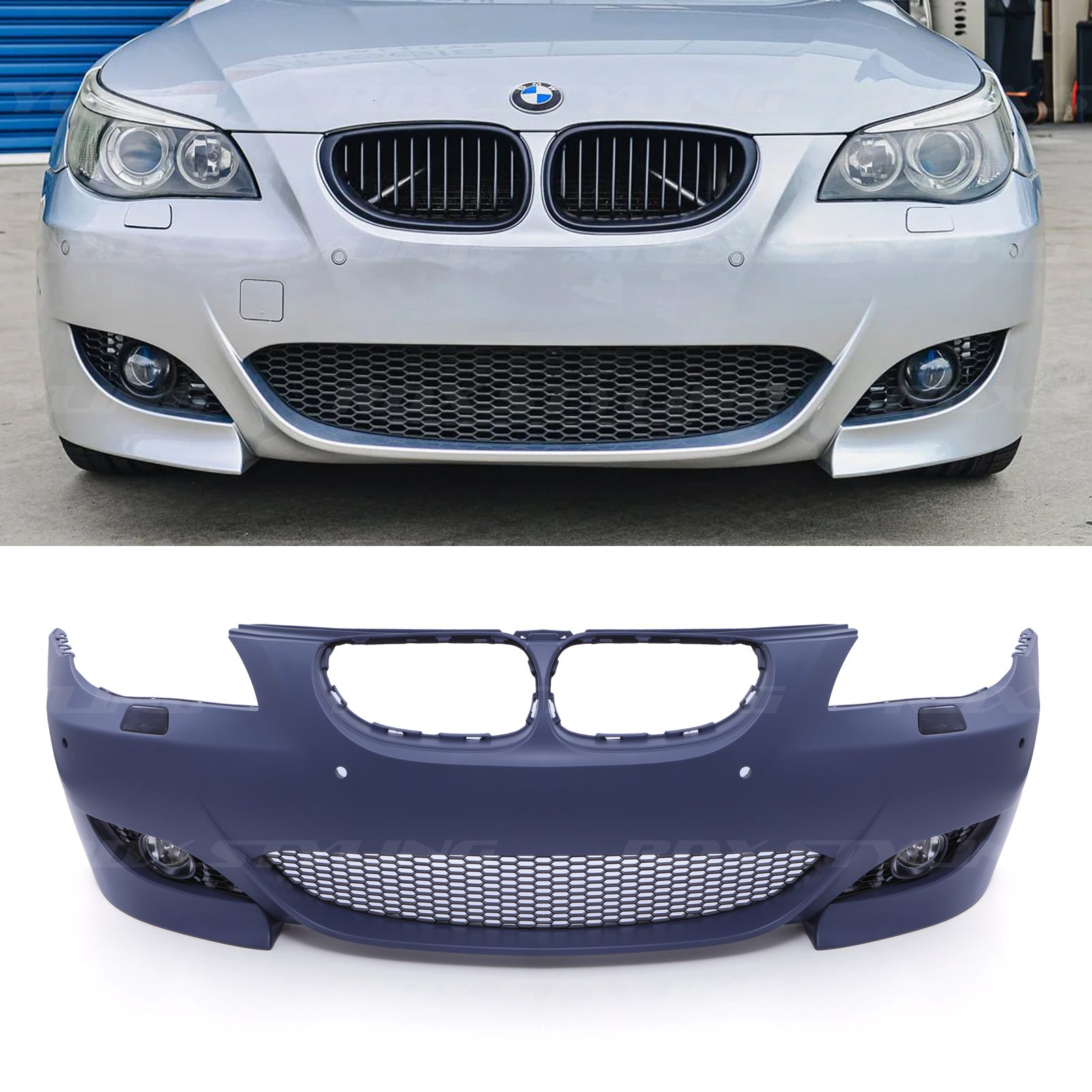 Primed Front Bumper M5 Style for BMW 5-Series Series E60 03-10 1 Primed Front Bumper M5 Style for BMW 5-Series Series E60 03-10