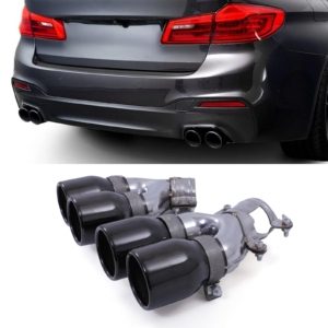 M5 Style Quad Tailpipes Gloss Black - BMW 5-Series Series B48 520I 530I 530E G30/LCI G30/LCI 2016-2023