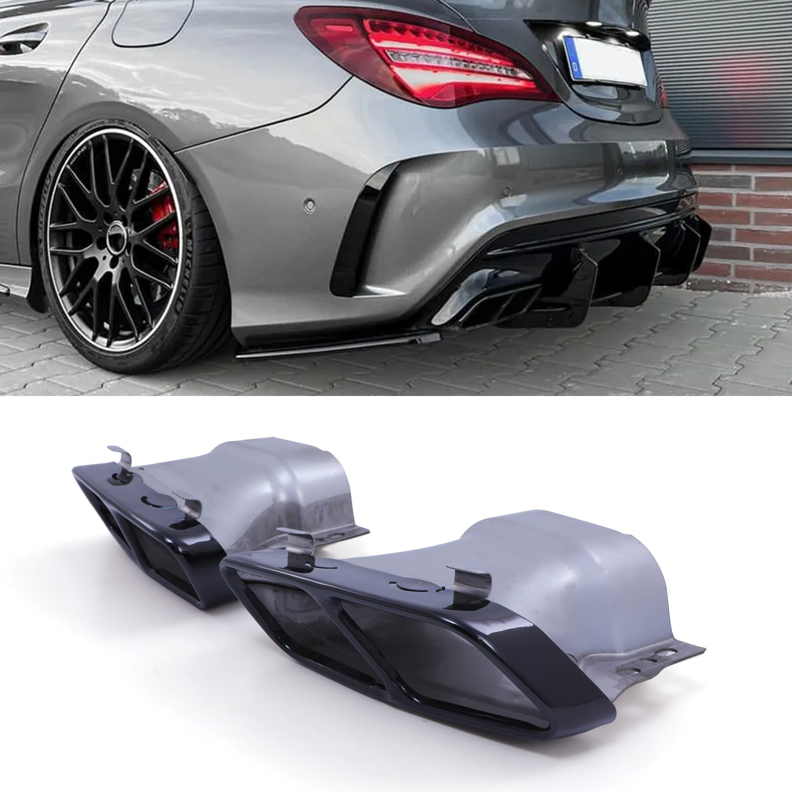 Gravity - Amg Style Exhaust Tailpipes Quad Exit Gloss Black - Mercedes-Benz-Benz CLA-Class Cla45 Coupe C117 13-19 1 Gravity - Amg Style Exhaust Tailpipes Quad Exit Gloss Black - Mercedes-Benz-Benz CLA-Class Cla45 Coupe C117 13-19