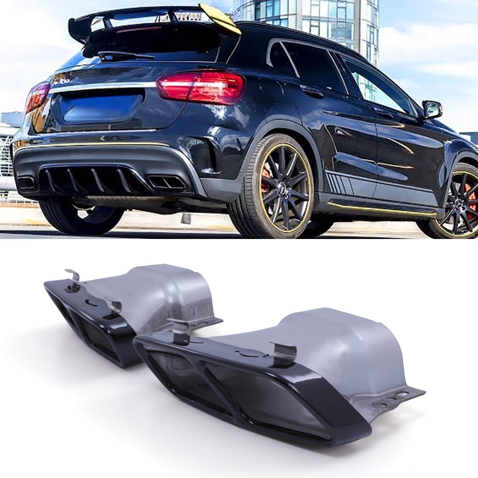 Gravity - Amg Style Exhaust Tailpipes Quad Exit Gloss Black - Mercedes-Benz-Benz GLA-Class Gla45 Suv X156 14-20 1 Gravity - Amg Style Exhaust Tailpipes Quad Exit Gloss Black - Mercedes-Benz-Benz GLA-Class Gla45 Suv X156 14-20