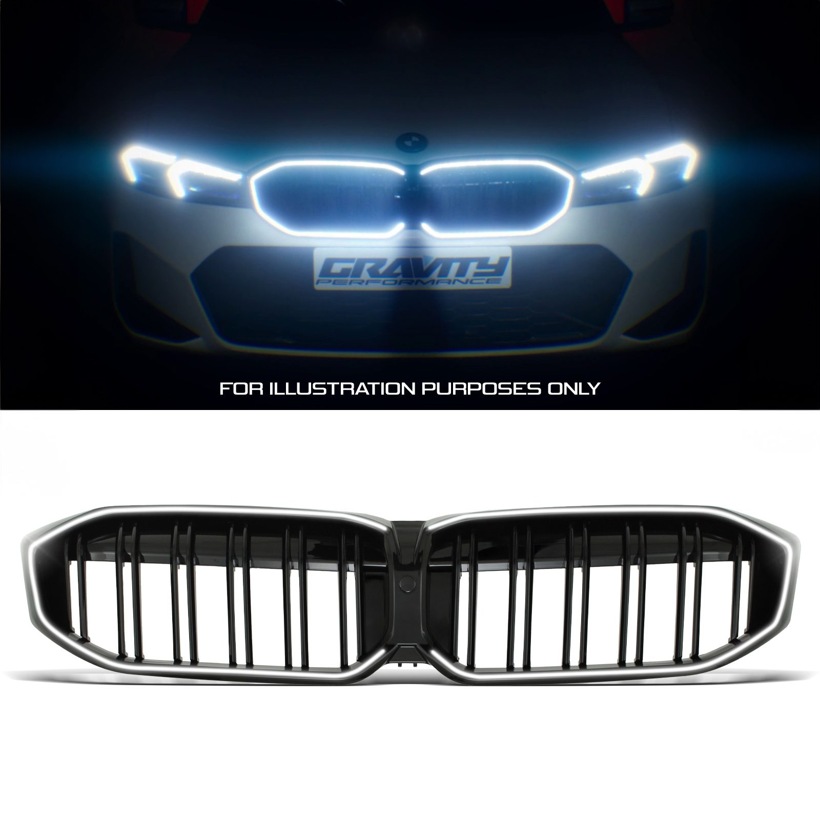 Gloss Black Led Double Slat Grille - BMW 3-Series Series G20 G20 Lci 2022+ 1 Gloss Black Led Double Slat Grille - BMW 3-Series Series G20 G20 Lci 2022+
