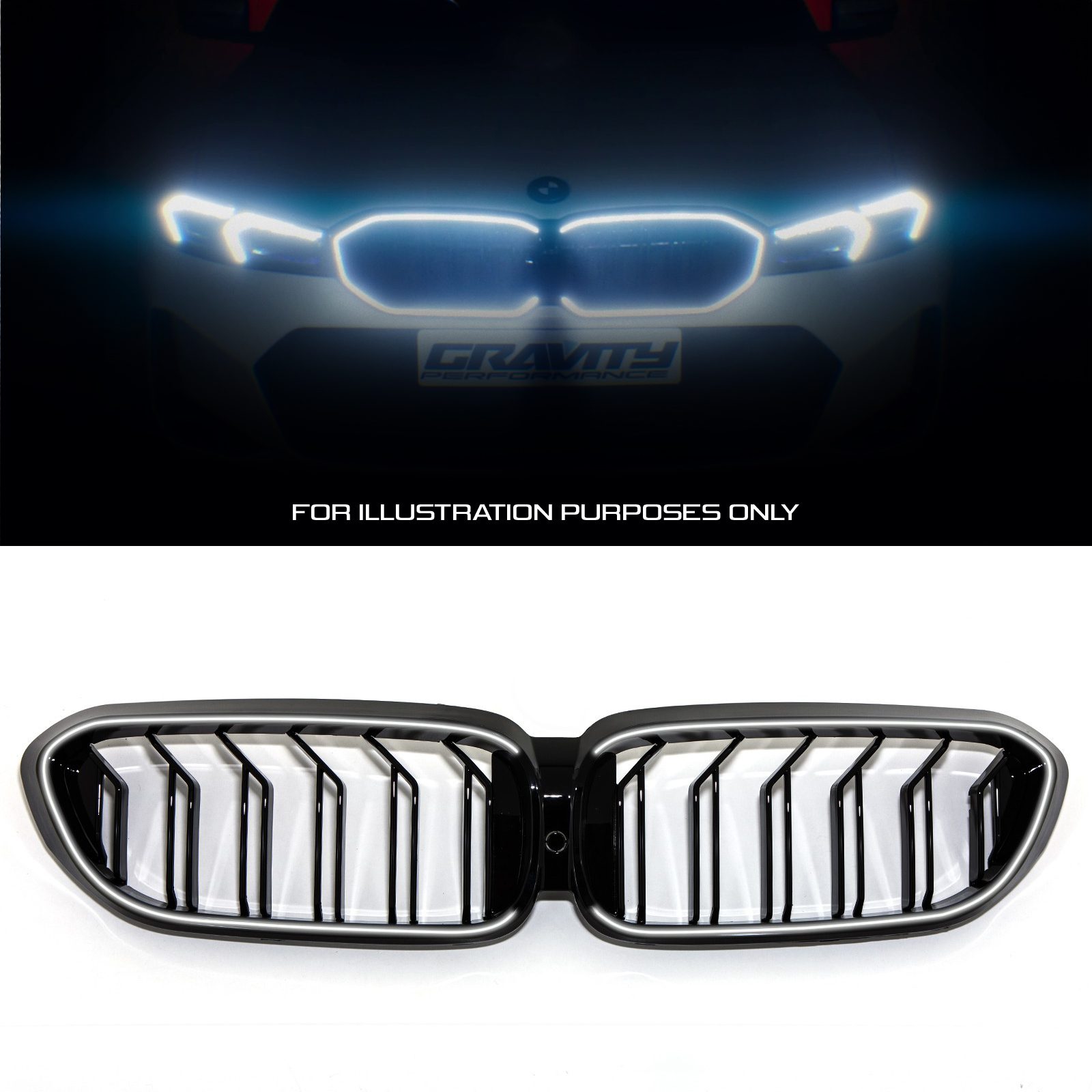 Gloss Black M5 Style Led Front Grille - BMW 5-Series Series G30/LCI 2019+ 1 Gloss Black M5 Style Led Front Grille - BMW 5-Series Series G30/LCI 2019+