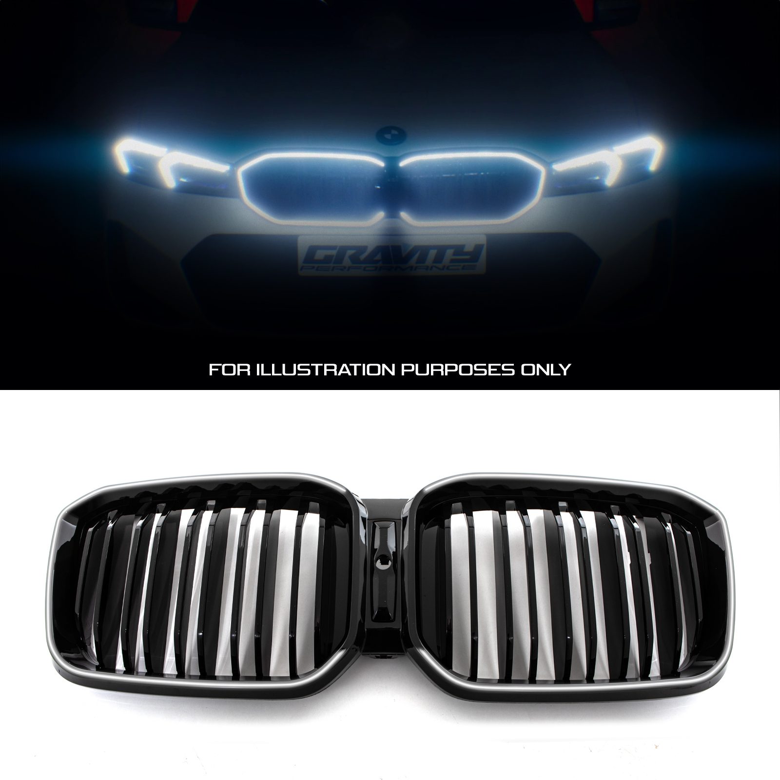 Gloss Black Led Front Grille - BMW X3 G01 Lci 22-24 1 Gloss Black Led Front Grille - BMW X3 G01 Lci 22-24