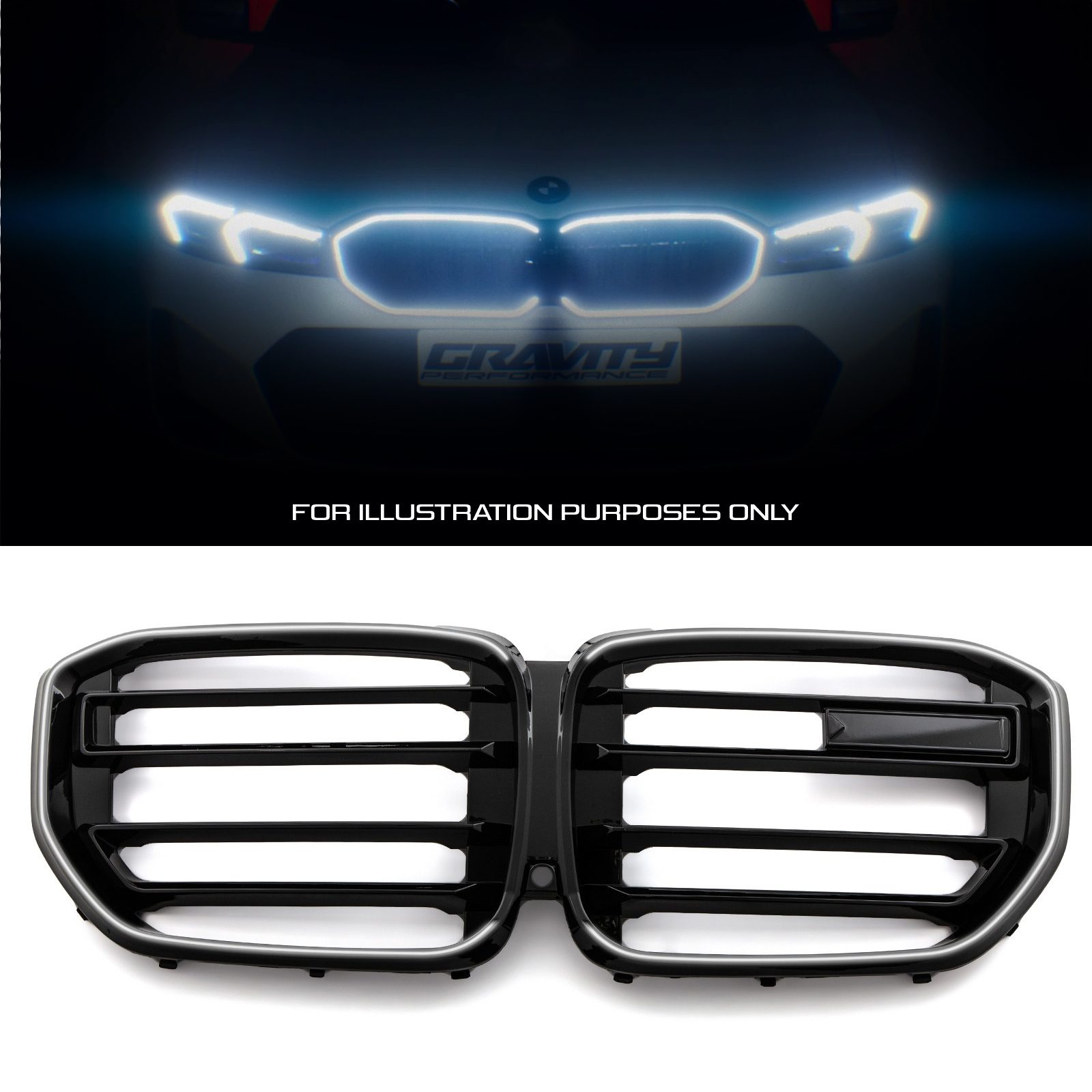 Gloss Black Led Front Grille - BMW X5m F95 2019+ 1 Gloss Black Led Front Grille - BMW X5m F95 2019+