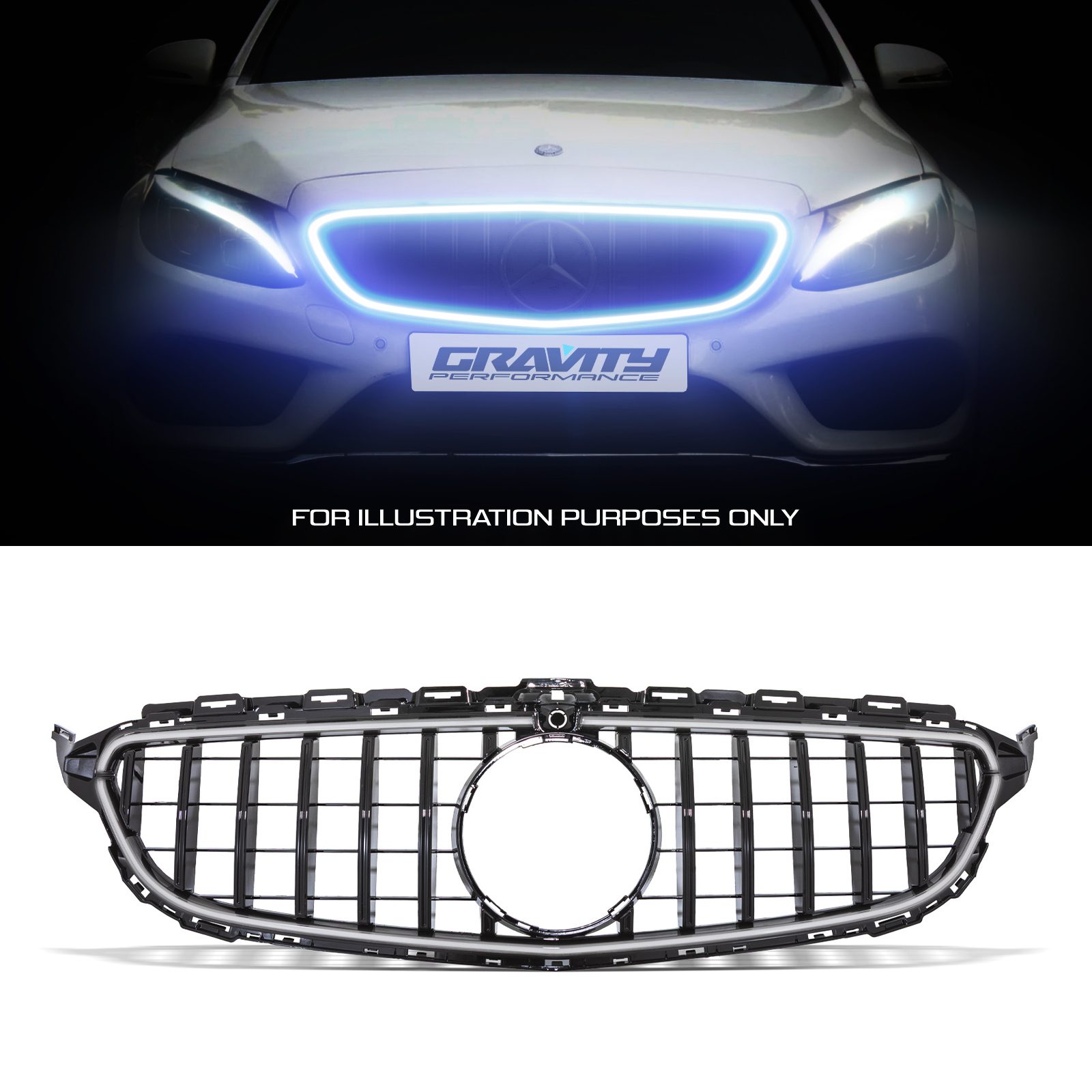 Gloss Black Led Grille - Mercedes-Benz C-Class W205 15-21 1 Gloss Black Led Grille - Mercedes-Benz C-Class W205 15-21