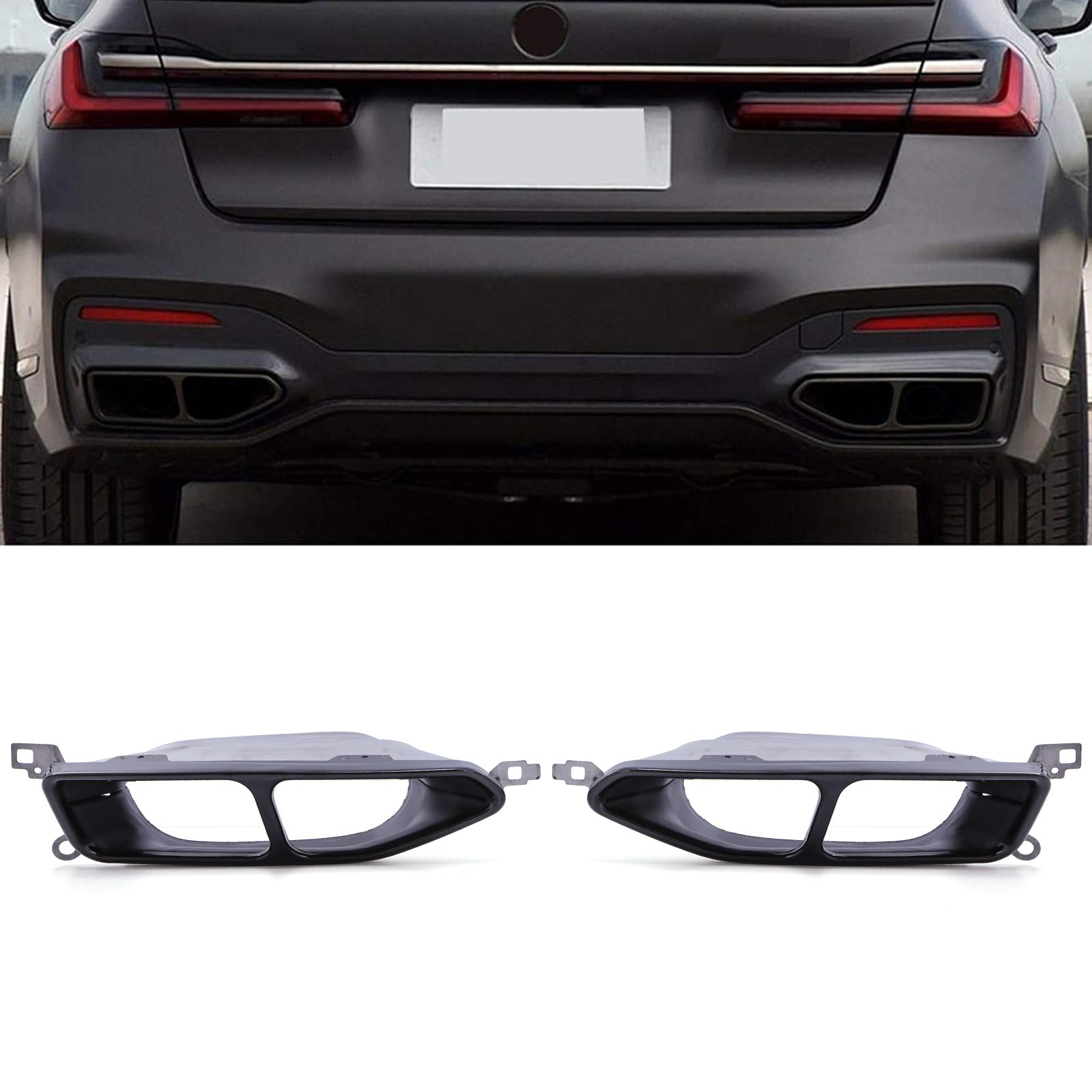 Exhaust Tip Trim Gloss Black - BMW 7-Series Series G11 2019-2022 1 Exhaust Tip Trim Gloss Black - BMW 7-Series Series G11 2019-2022