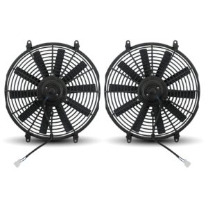 Direnza - Universal 2x 14 12v 80w Straight Blade Fan + Fitting Kit