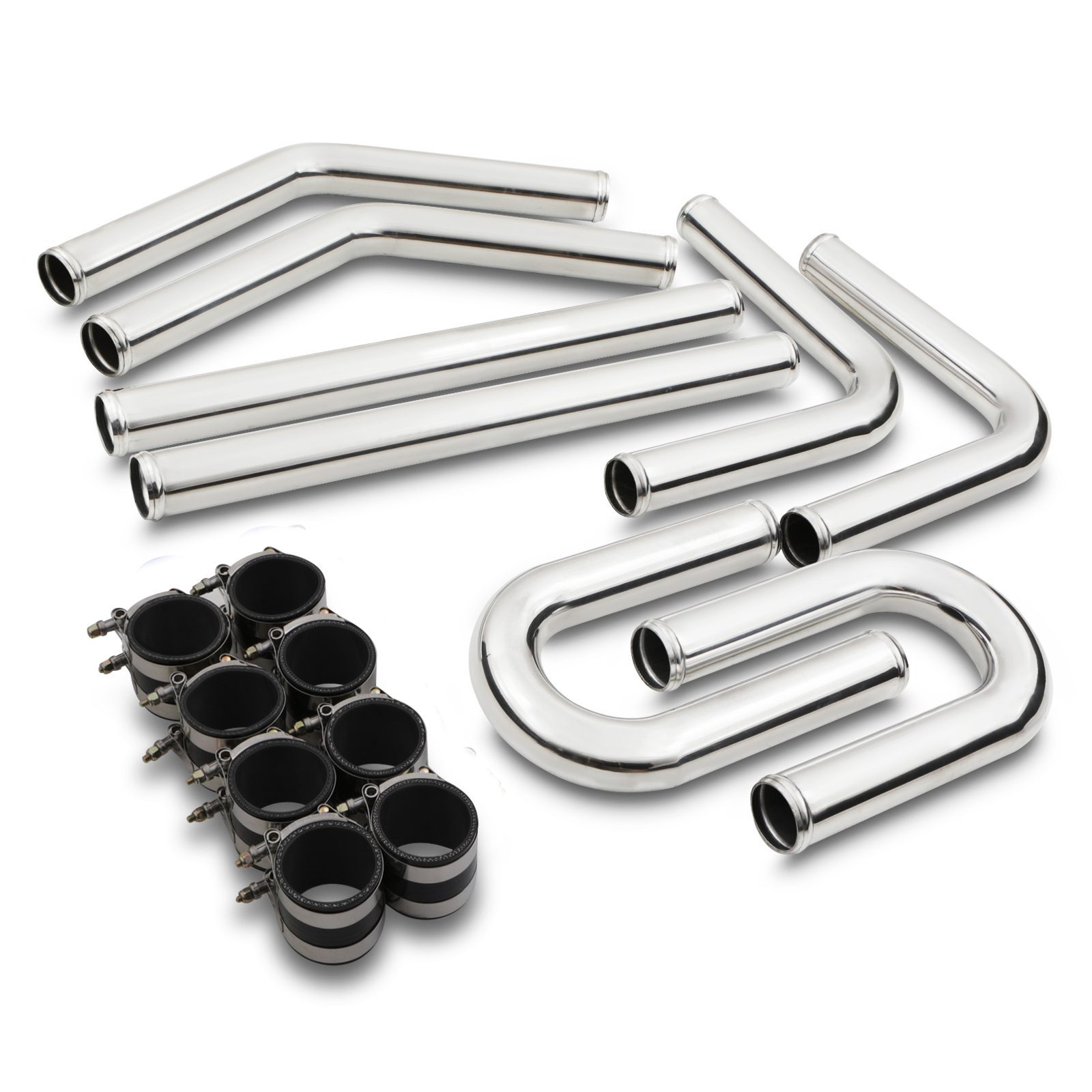 Gravity - Universal Polished Aluminium Intercooler 3" Hard Pipe Kit - Black Silicone 1 Gravity - Universal Polished Aluminium Intercooler 3" Hard Pipe Kit - Black Silicone