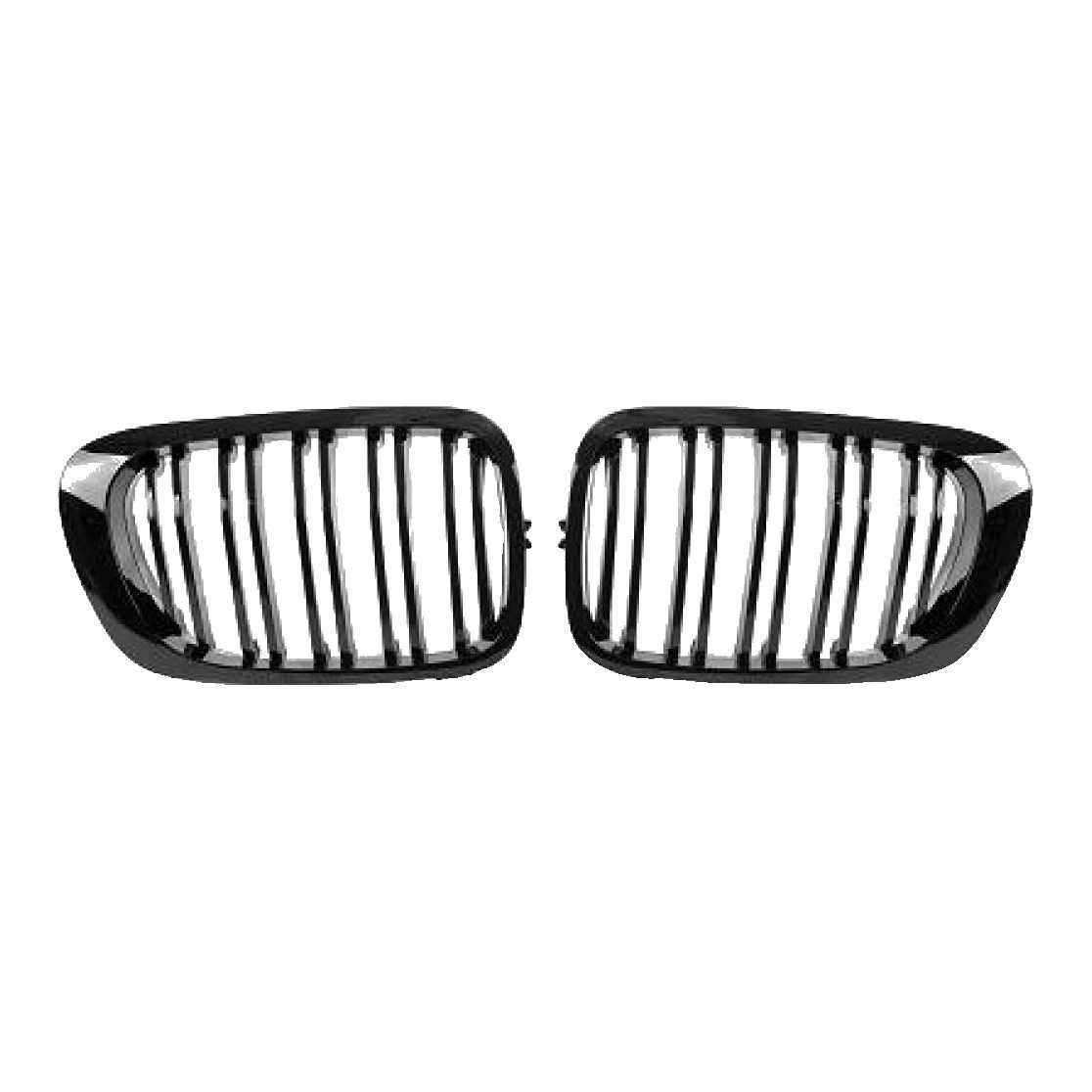 BMW 3 Series E46 Coupe Gloss Black Twin Slat Kidney Grilles (1998-2003) 1 BMW 3 Series E46 Coupe Gloss Black Twin Slat Kidney Grilles (1998-2003)