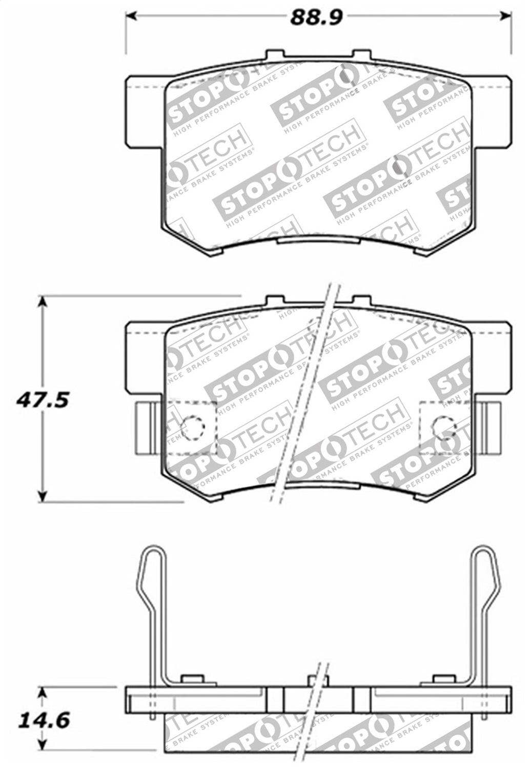 StopTech Street Rear Brake Pads – Honda Accord / Prelude / Integra / Civic / CR-Z (1991-2015) 1 StopTech Street Rear Brake Pads – Honda Accord / Prelude / Integra / Civic / CR-Z (1991-2015)