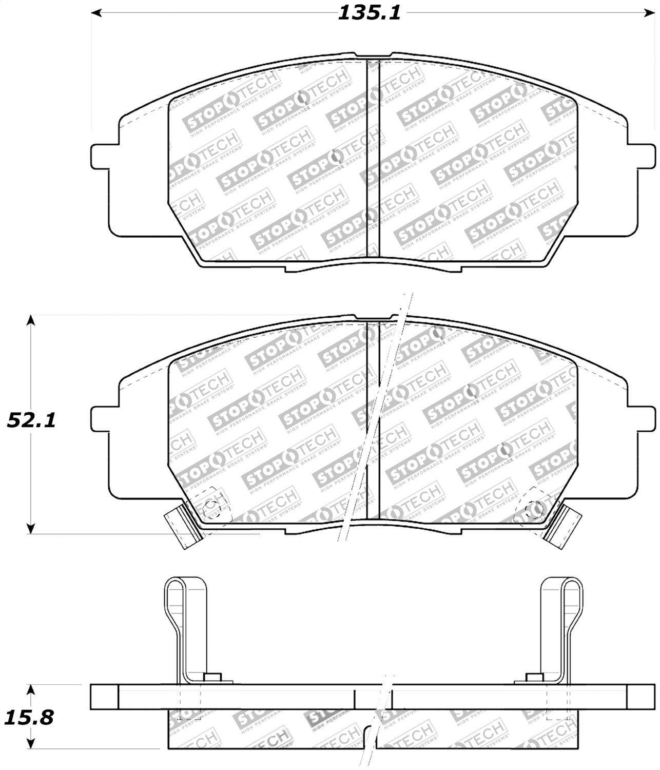 StopTech Street Front Brake Pads – Honda S2000 / Civic EP3 & FN2 Type R / Integra DC5 (2000-2011) 1 StopTech Brake Pads Honda S2000 308.0829