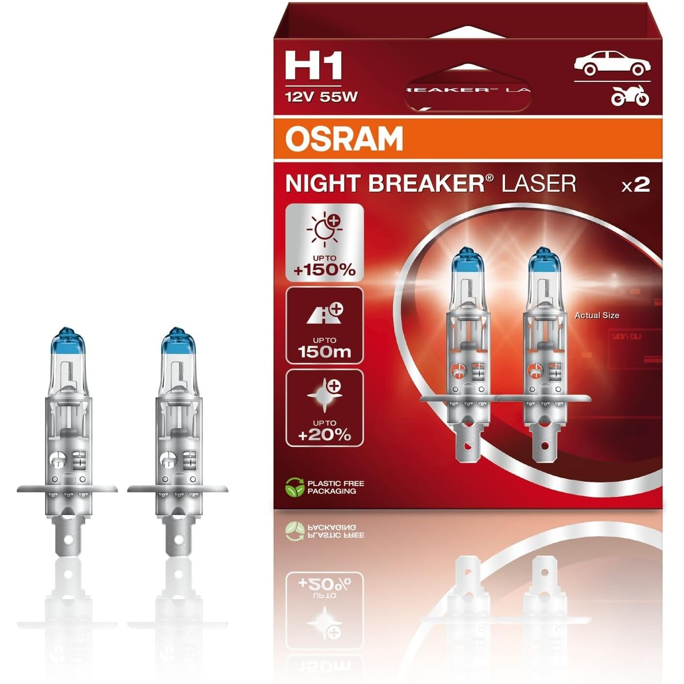 Osram Night Breaker Laser H1 Halogen Bulbs (Pair) 1 Osram Night Breaker Laser H1 Halogen Bulbs (Pair)