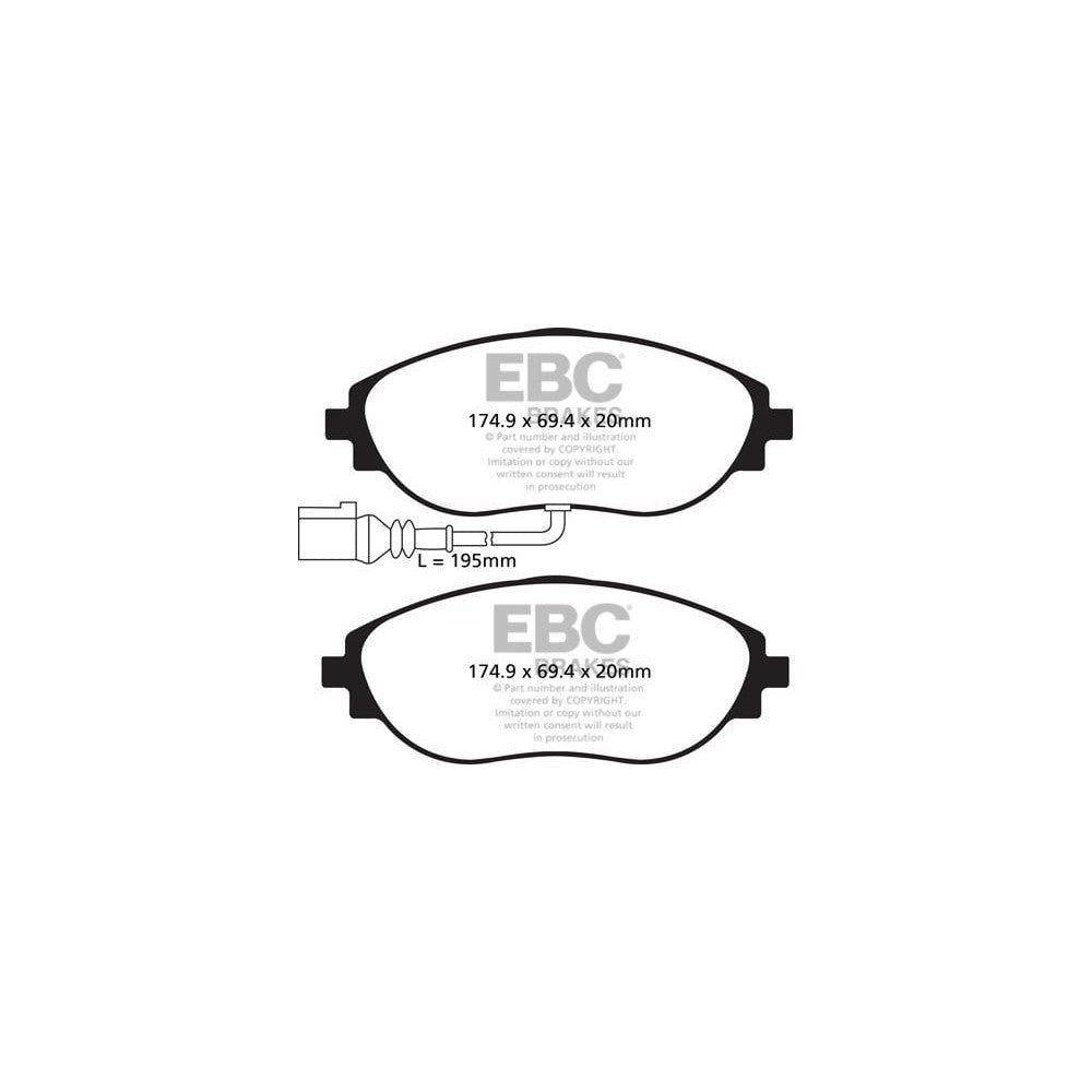 EBC VW Golf Mk7 Greenstuff 2000 Front Brake Pads (2012-2020) 1 EBC VW Golf Mk7 Greenstuff 2000 Front Brake Pads (2012-2020)