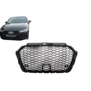 Audi A3 8V Facelift RS3 Style Badgeless Grille Piano Black (2017-2018) 6 RS3 Style Badgeless Grille FGAUA38VFRSBD