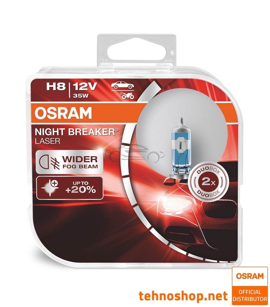 Osram Night Breaker Laser H8 Halogen Bulb 12V 35W 1 Osram H8 Halogen Bulb 64212NL-HCB