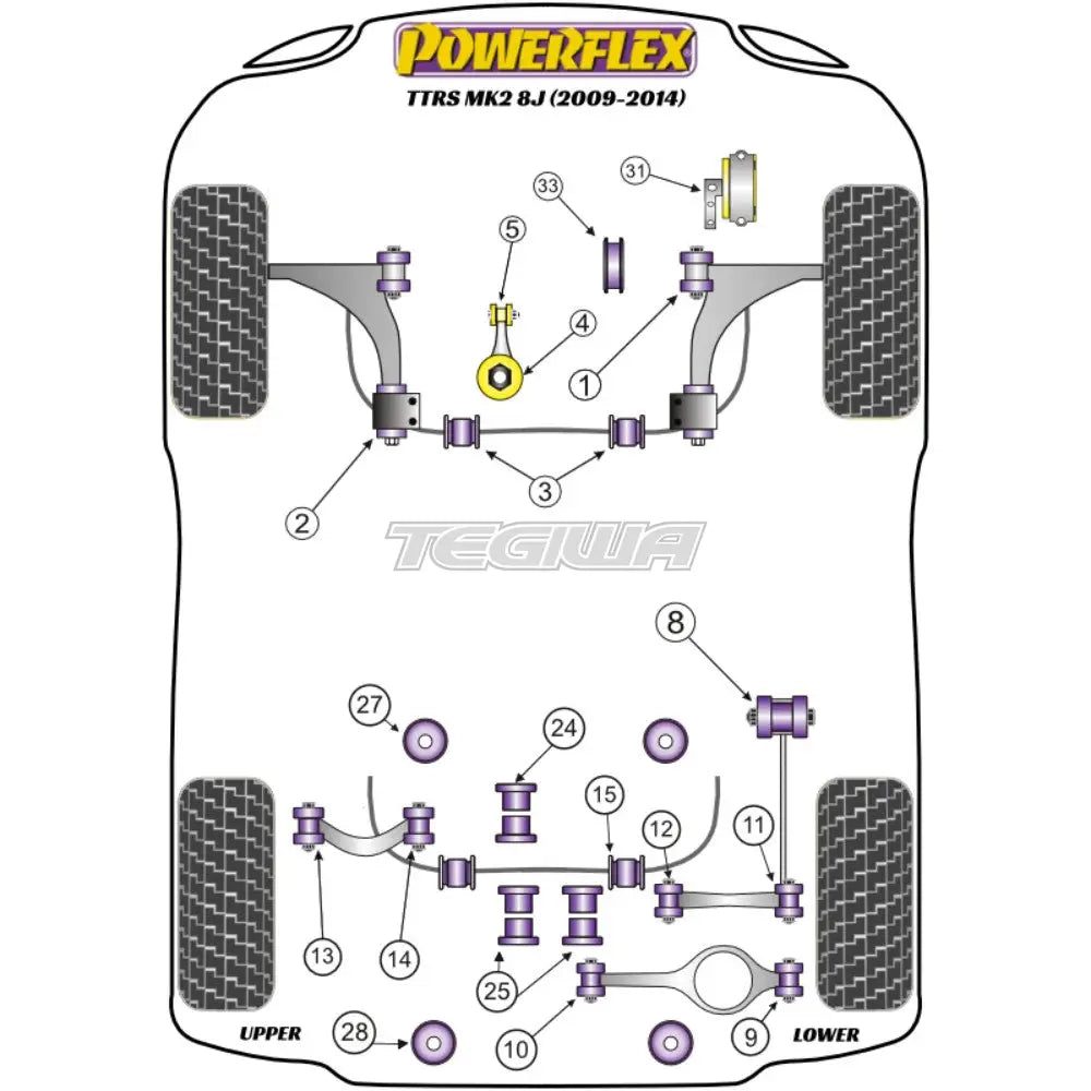 Powerflex Audi TT / TT RS Mk2 8J Rear Tie Bar to Chassis Front Bush (2007-2014) 2 Powerflex Audi TT / TT RS Mk2 8J Rear Tie Bar to Chassis Front Bush (2007-2014) - Image 2