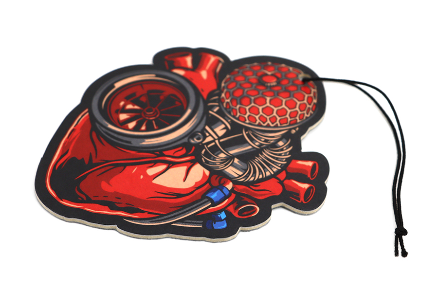 Turbo Heart Car Air Freshener – New Car Scent 2 Turbo Heart Car Air Freshener – angled view with hanging cord